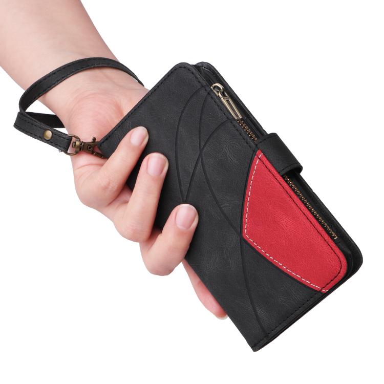 Funda de cuero con cremallera para Redmi A5 4G (171,7 mm) / Poco C71 (negro)