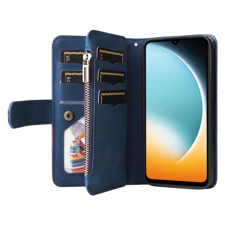 Funda de cuero con cremallera para Redmi A5 4G (171,7 mm) / Poco C71 (azul)