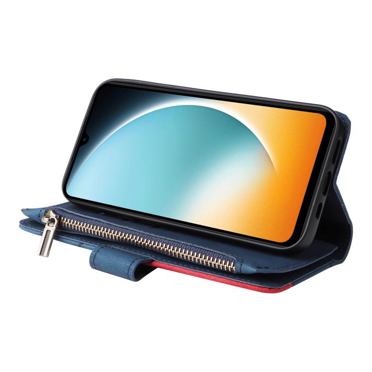 Funda de cuero con cremallera para Redmi A5 4G (171,7 mm) / Poco C71 (azul)
