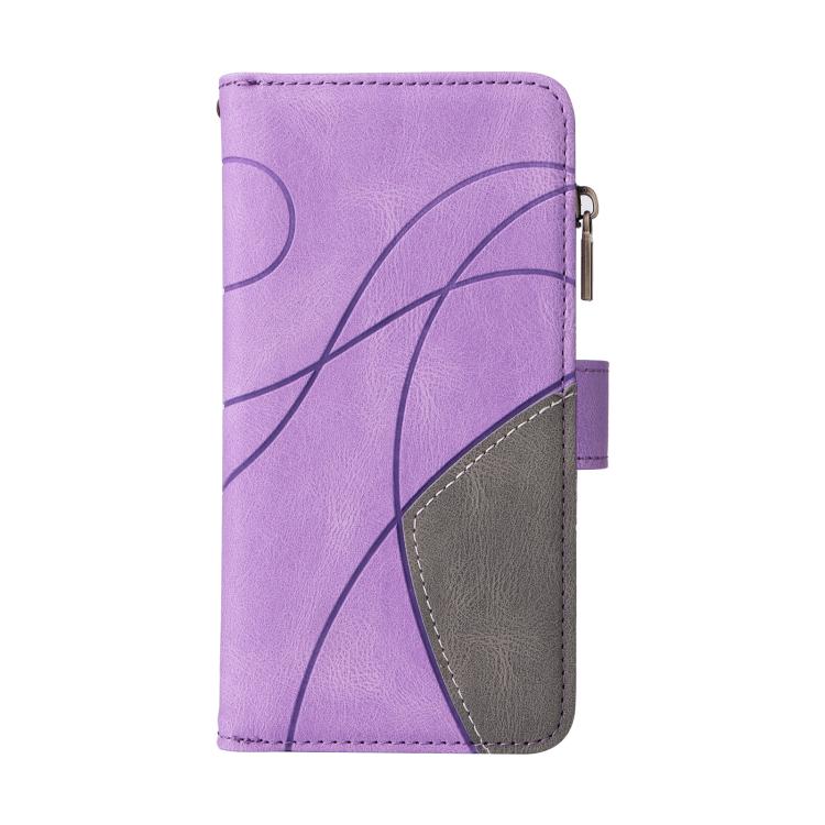 Funda de cuero con cremallera para Xiaomi Poco F7, color morado, con 9 ranuras para tarjetas