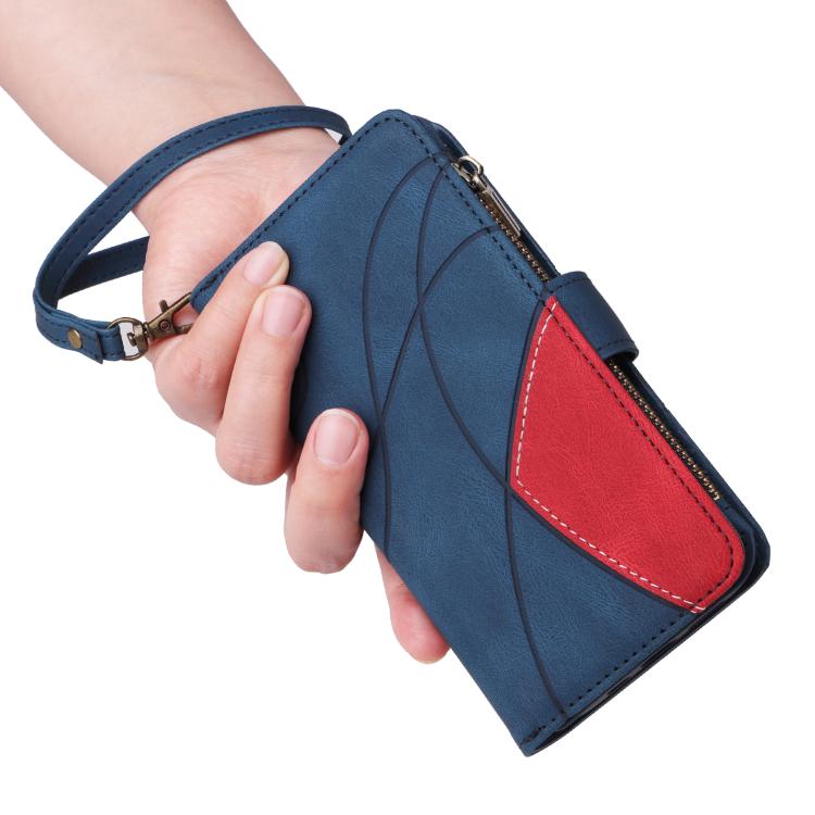 Funda de cuero con cremallera para Xiaomi Poco F7, color azul, con 9 ranuras para tarjetas