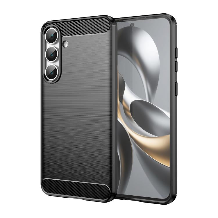 Funda de TPU con textura cepillada de fibra de carbono para Samsung Galaxy S25 FE 5G (negra)