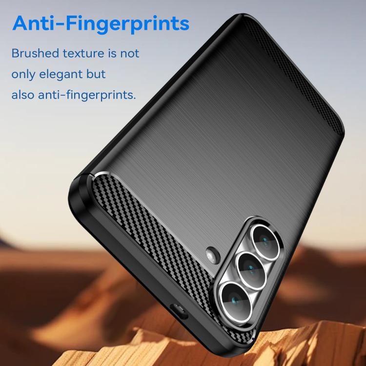 Funda de TPU con textura cepillada de fibra de carbono para Samsung Galaxy S25 FE 5G (negra)
