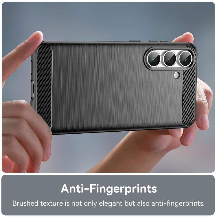 Funda de TPU con textura cepillada de fibra de carbono para Samsung Galaxy S25 FE 5G (negra)