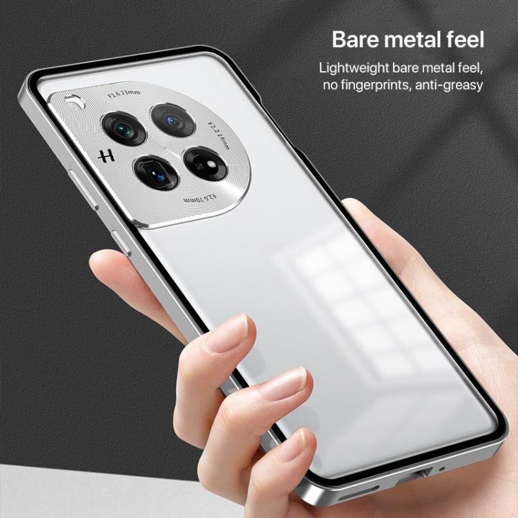 Estuche para OnePlus 13 con Marco de Metal Esmerilado y Hebilla a Presión (Plateado)