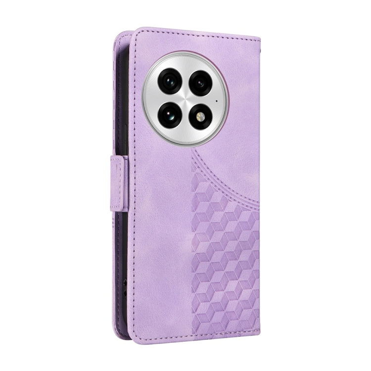 Funda de Cuero con Rombos en Relieve y Estrellas para OnePlus 13 (Morado)