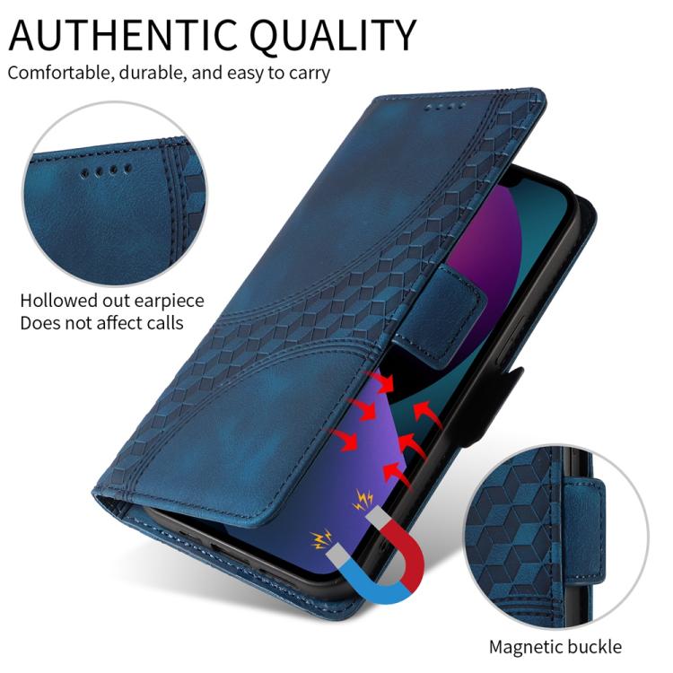 Funda de Cuero con Rombos y Estrellas para OnePlus 13R/Ace 5/Ace 5 Pro (Azul)