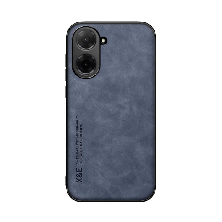 Funda de cuero magnética con textura de piel para Redmi A5 4G (171,7 mm) y Xiaomi Poco C71 (azul)