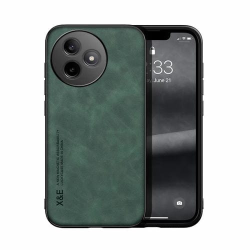 Funda de cuero magnética con textura ultrasuave para Redmi K80 (verde)