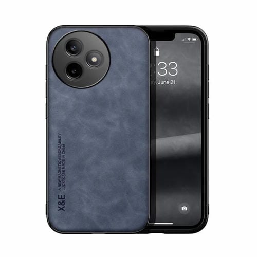 Funda de cuero magnética con textura ultrasuave para Redmi K80 (azul)