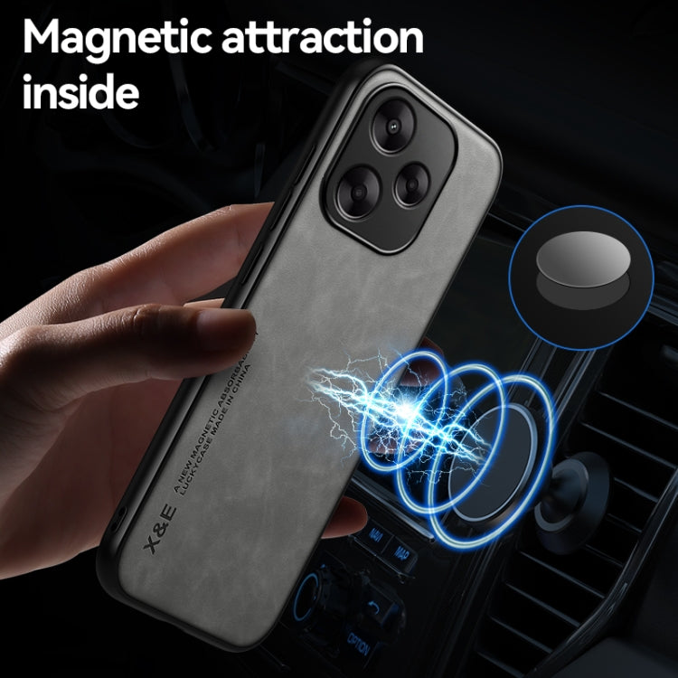 Funda de cuero magnética con textura de piel para Redmi A5 4G (171,7 mm) y Xiaomi Poco C71 (azul)