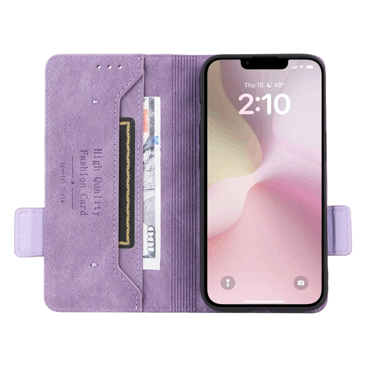 Funda de Cuero con Cierre Magnético para iPhone 16E (Morado)