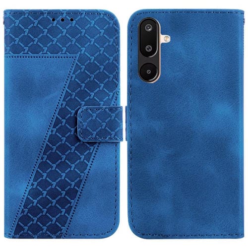 For Samsung Galaxy M16 5G / F16 5G / M36 5G Seven-shaped Embossed Leather Phone Case(Blue)