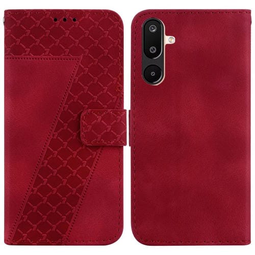 For Samsung Galaxy M16 5G / F16 5G / M36 5G Seven-shaped Embossed Leather Phone Case(Red)
