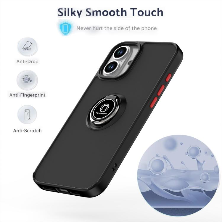 Funda de TPU + PC con anillo para iPhone 16 Plus Serie Q Shadow 1 (Negro + Rojo)