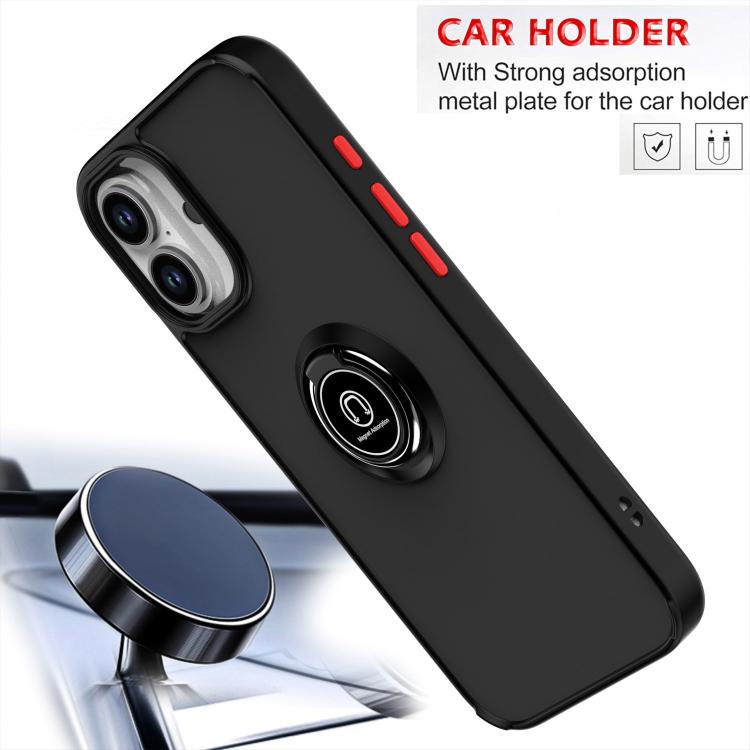 Funda de TPU + PC con anillo para iPhone 16 Plus Serie Q Shadow 1 (Negro + Rojo)