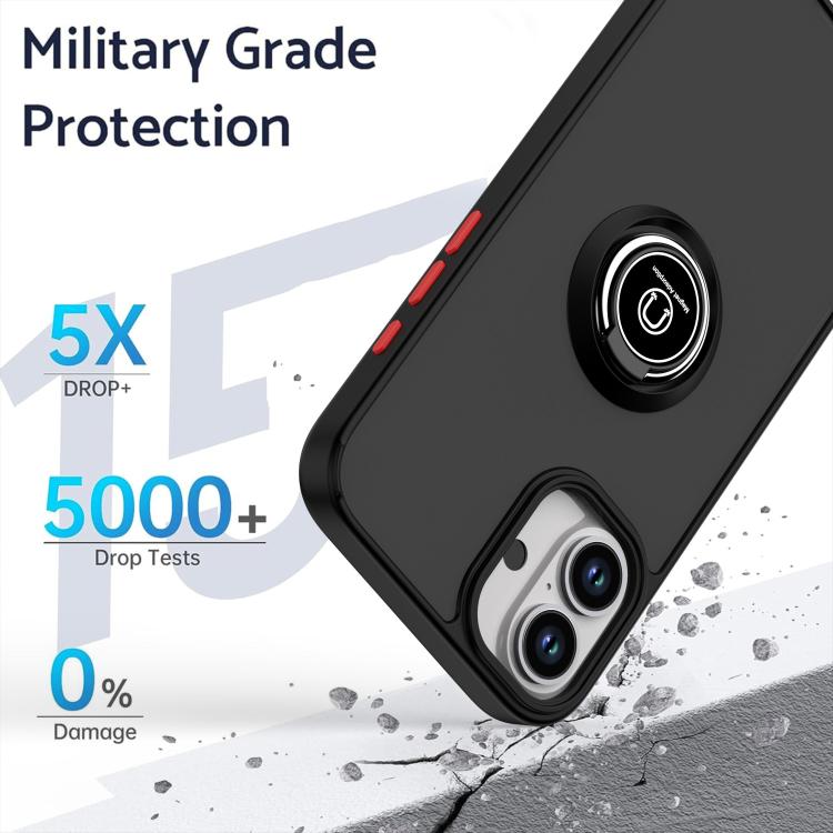 Funda de TPU + PC con anillo para iPhone 16 Plus Serie Q Shadow 1 (Roja)