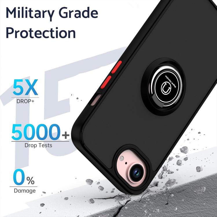 Funda de TPU + PC con aro para iPhone 16e Q Shadow 1 Series (verde militar)