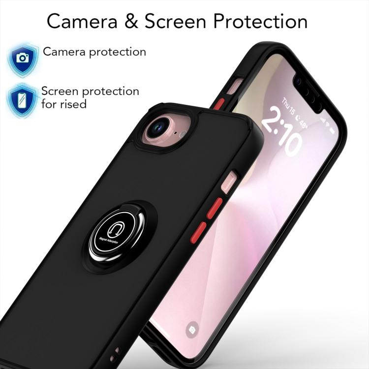 Funda de TPU + PC con aro para iPhone 16e Q Shadow 1 Series (verde oscuro)