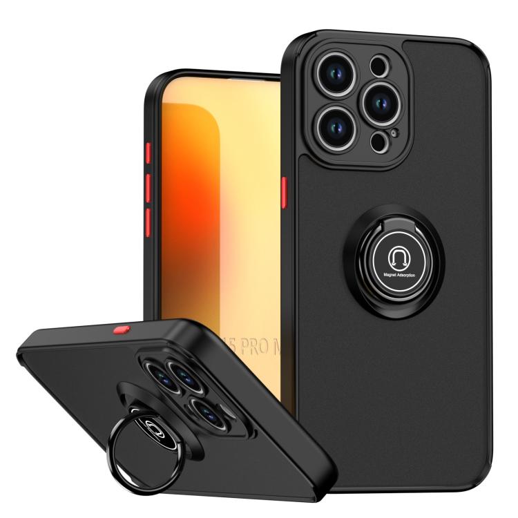 Funda de TPU + PC con anillo para iPhone 15 Pro Max Q Shadow 1 Series (negro y rojo)