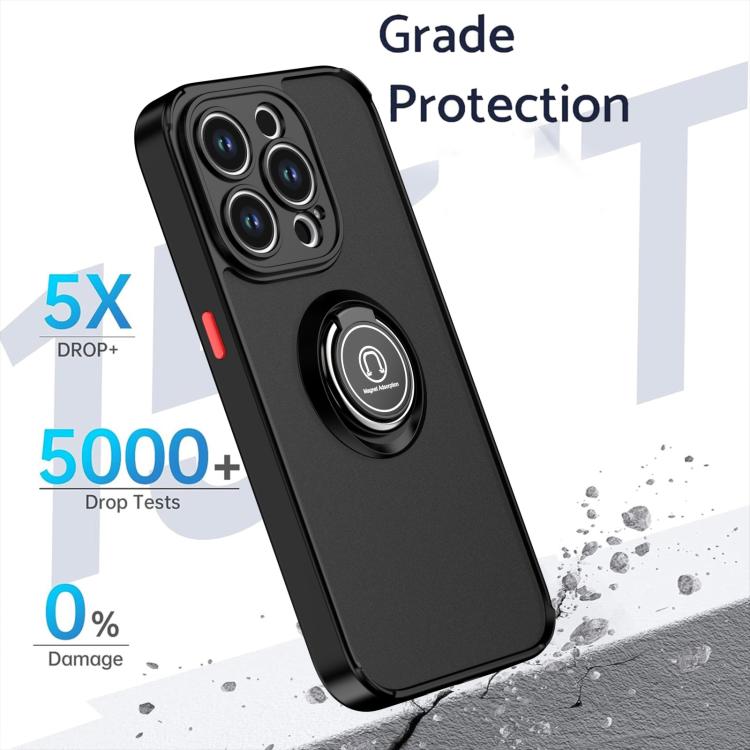 Funda de TPU + PC con anillo para iPhone 15 Pro Q Shadow 1 Series (Negro + Negro)
