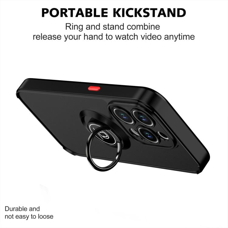 Funda de TPU + PC con anillo para iPhone 15 Pro Q Shadow 1 Series (Negro + Negro)