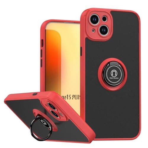 Funda de TPU + PC con anillo para iPhone 15 Plus Q Shadow 1 Series (roja)