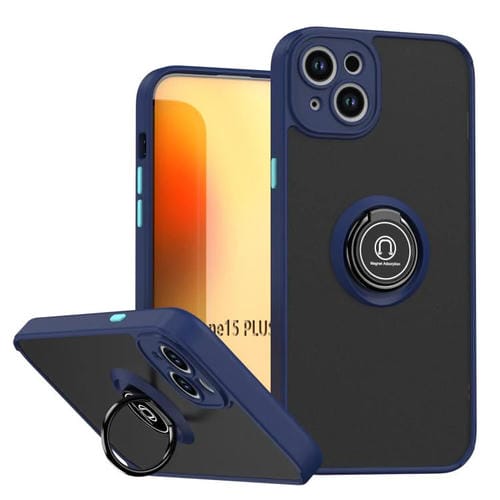 Funda de TPU + PC con anillo para iPhone 15 Plus Q Shadow 1 Series (azul real)