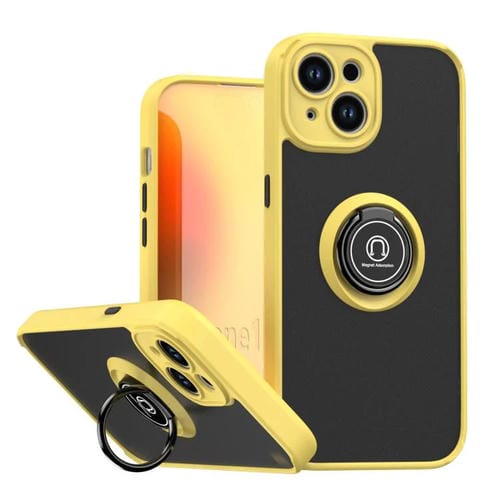 Funda de TPU + PC con anillo para iPhone 15 Q Shadow 1 Series (amarilla)