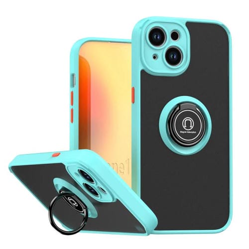 Funda de TPU + PC con anillo para iPhone 15 Q Shadow 1 Series (azul cielo)