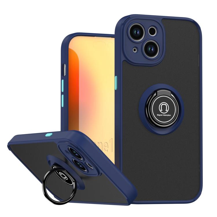 Funda de TPU + PC con anillo para iPhone 15 Q Shadow 1 Series (azul real)