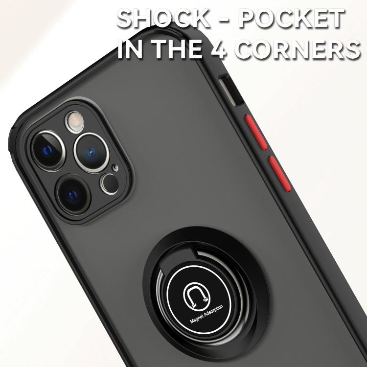 Funda de TPU + PC con anillo para iPhone 12 Pro Q Shadow 1 Series (negro y rojo)