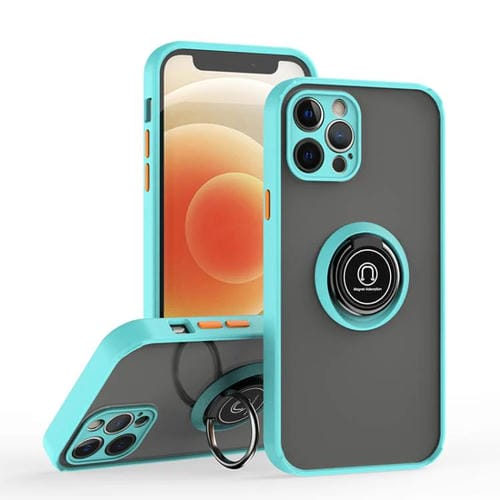 Funda de TPU + PC con anillo para iPhone 12 Pro Q Shadow 1 Series (azul cielo)