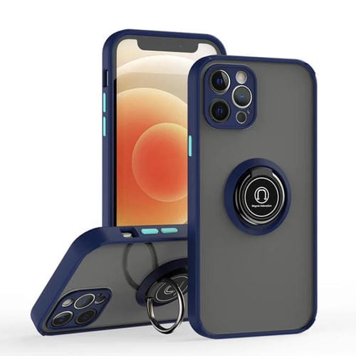 Funda de TPU + PC con anillo para iPhone 12 Pro Q Shadow 1 Series (azul real)