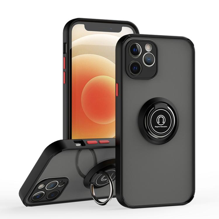 Funda de TPU + PC con anillo para iPhone 12 Q Shadow 1 Series (negro y rojo)