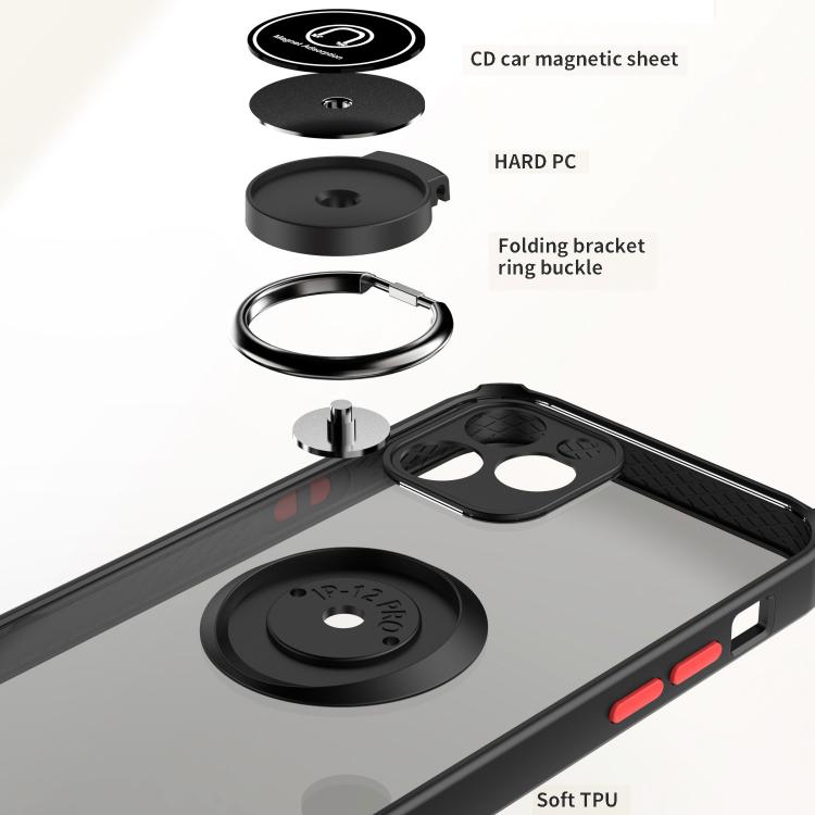 Funda de TPU + PC con anillo para iPhone 12 Q Shadow 1 Series (roja)