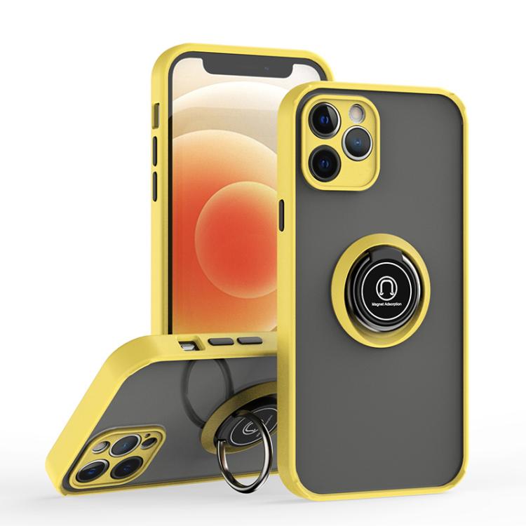 Funda de TPU + PC con anillo para iPhone 12 Q Shadow 1 Series (amarilla)