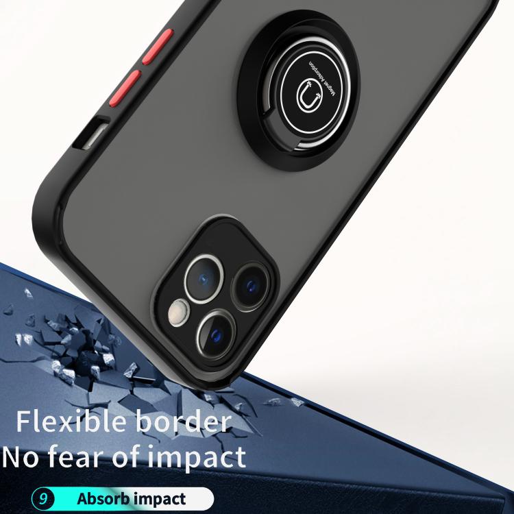 Funda de TPU + PC con anillo para iPhone 12 Q Shadow 1 Series (verde oscuro)