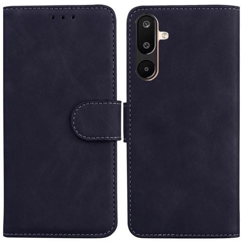 Funda de cuero con tapa y diseño de piel sintética para Samsung Galaxy M16 5G / F16 5G / M36 5G (negro)