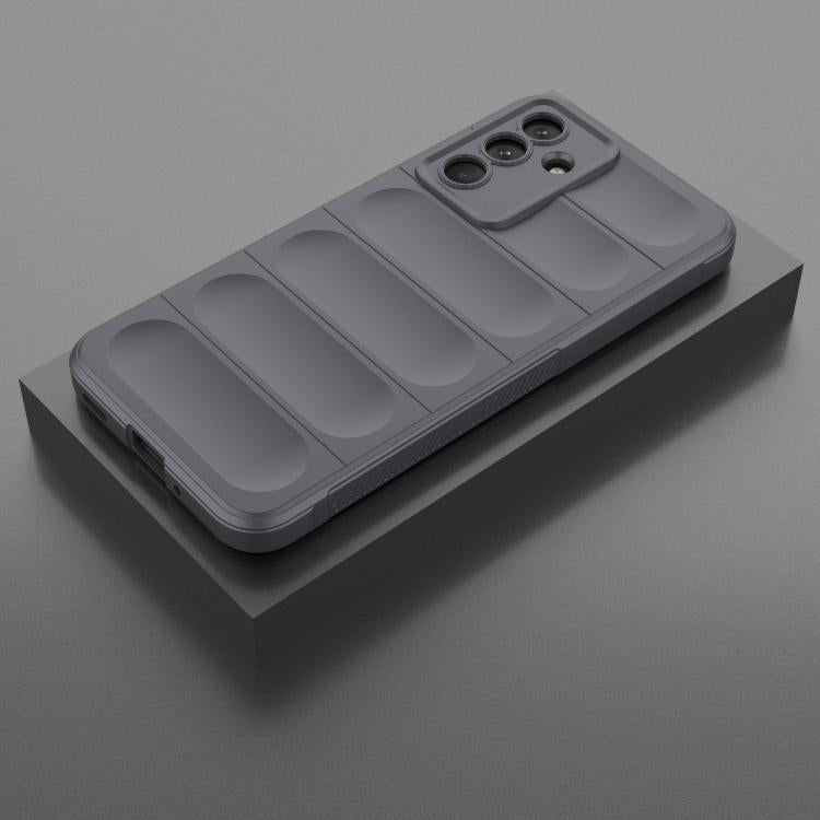 Funda de TPU + franela con escudo mágico indio para Samsung Galaxy M36 5G (gris oscuro)