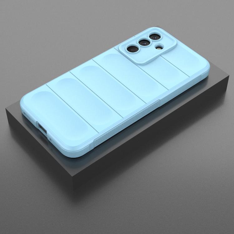 Funda de TPU + franela con escudo mágico indio para Samsung Galaxy M36 5G (azul claro)
