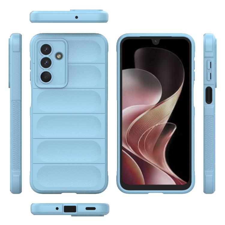 Funda de TPU + franela con escudo mágico indio para Samsung Galaxy M36 5G (azul claro)