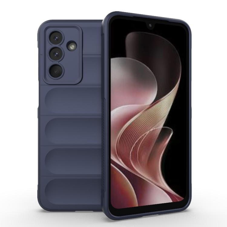 Funda de TPU + franela con escudo mágico indio para Samsung Galaxy M36 5G (azul oscuro)
