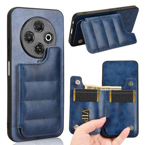 Funda para Teléfono Tecno Spark 30C Diseño de Vaca con Tarjeta de Costura (Azul)
