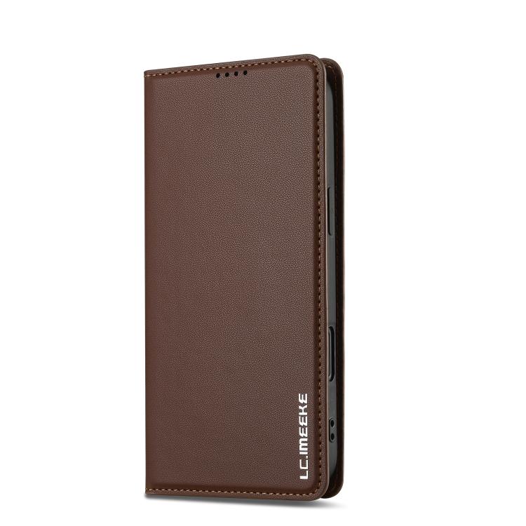 Funda de PU con textura fina esmerilada para iPhone 17 LC.IMEEKE L1 Series (marrón)