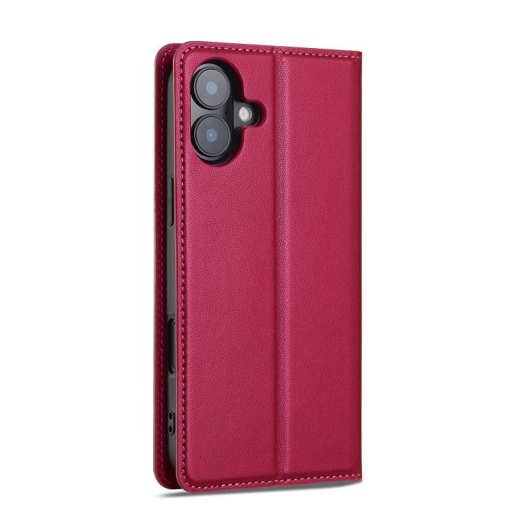 Funda de PU con textura fina esmerilada para iPhone 17 LC.IMEEKE L1 Series (Roja)
