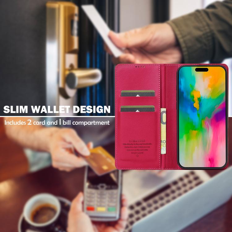 Funda de PU con textura fina esmerilada para iPhone 17 LC.IMEEKE L1 Series (Roja)
