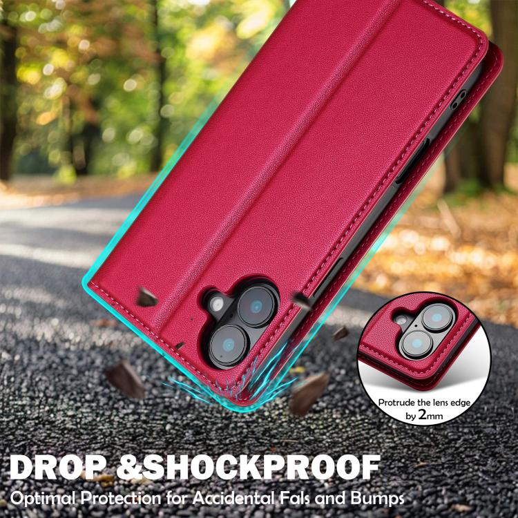 Funda de PU con textura fina esmerilada para iPhone 17 LC.IMEEKE L1 Series (Roja)