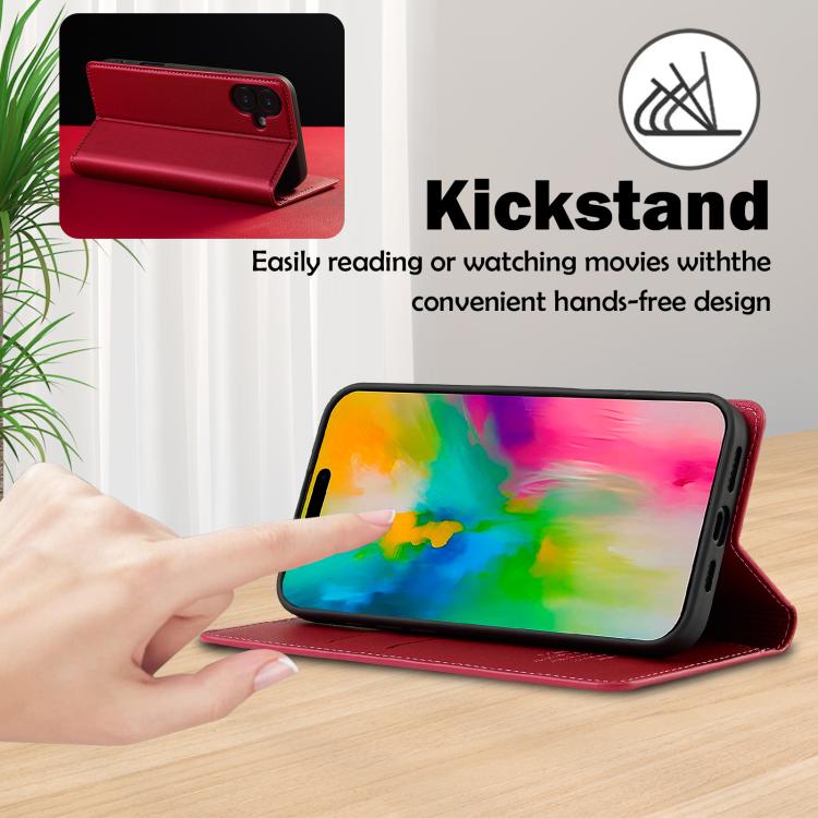Funda de PU con textura fina esmerilada para iPhone 17 LC.IMEEKE L1 Series (Roja)