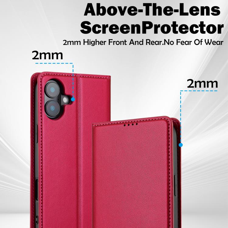 Funda de PU con textura fina esmerilada para iPhone 17 LC.IMEEKE L1 Series (Roja)